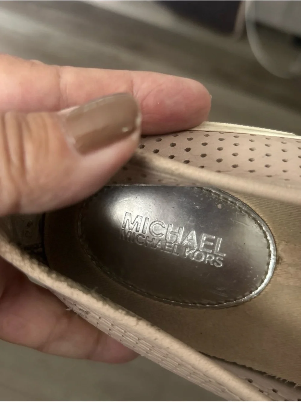 Michael Kors Perforated Slip-On Loafers in Light Blush